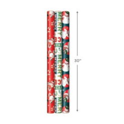 Hallmark Very Vintage Christmas 3-Pack Assortment Wrapping Paper, 120 Sq. Ft. -Hallmark Assorted Vintage Designs Christmas Wrapping Paper 5JXW1079 04