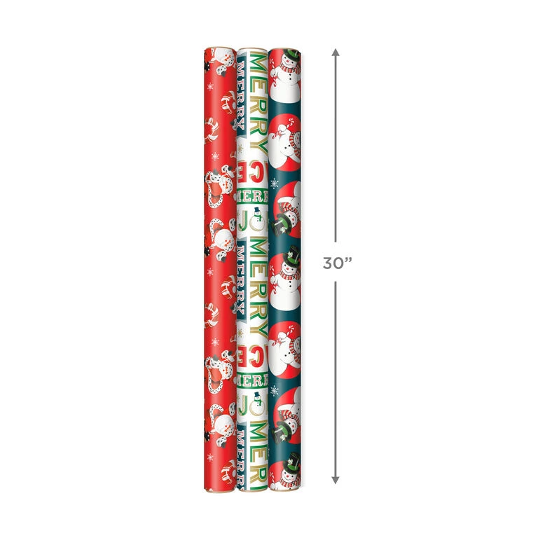Hallmark Very Vintage Christmas 3-Pack Assortment Wrapping Paper, 120 Sq. Ft. - Image 4