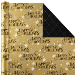 Hallmark Black And Gold 4-Pack Reversible Holiday Wrapping Paper Assortment, 150 Sq. Ft. 11 Hallmark Black And Gold 4-Pack Reversible Holiday Wrapping Paper Assortment, 150 Sq. Ft. -Hallmark Black and Gold Reversible Wrapping Paper Assortment 5JXW1737 03
