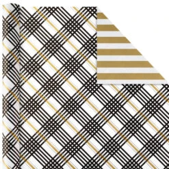 Hallmark Black And Gold 4-Pack Reversible Holiday Wrapping Paper Assortment, 150 Sq. Ft. 12 Hallmark Black And Gold 4-Pack Reversible Holiday Wrapping Paper Assortment, 150 Sq. Ft. -Hallmark Black and Gold Reversible Wrapping Paper Assortment 5JXW1737 04