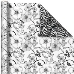 Hallmark Black And White Prints 3-Pack Reversible Wrapping Paper, 75 Sq. Ft. Total -Hallmark Black and White Prints 3Pack Reversible Gift Wrap 5EWR6401 05