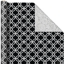 Hallmark Black And White Prints 3-Pack Reversible Wrapping Paper, 75 Sq. Ft. Total -Hallmark Black and White Prints 3Pack Reversible Gift Wrap 5EWR6401 06