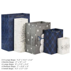 Hallmark Bulk Blue And Gray 18-Pack Holiday Gift Bags, Assorted Sizes And Designs -Hallmark Blue and Gray Holiday Gift Bags Bulk Pack 5XGB1425 03