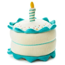 Hallmark Birthday Cake Musical Plush With Light -Hallmark Blue and White Plush Birthday Cake With Candle 1BBY4860 02