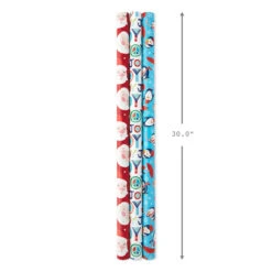 Hallmark Bright Joy 3-Pack Kids Reversible Christmas Wrapping Paper Assortment, 120 Sq. Ft. -Hallmark Bright Assorted Kids Reversible Christmas Gift Wrap 5JXW1030 03