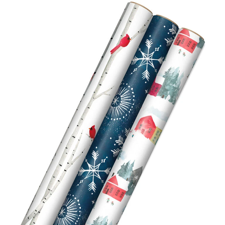 Hallmark Winter Wonder 3-Pack Christmas Wrapping Paper Assortment, 120 Sq. Ft. 3 Hallmark Winter Wonder 3-Pack Christmas Wrapping Paper Assortment, 120 Sq. Ft.