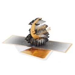 Hallmark Crescent Moon 3-D Pop-Up Halloween Card 13 Hallmark Crescent Moon 3-D Pop-Up Halloween Card -Hallmark Crescent Moon and Bats 3D PopUp Halloween Card 1299IEH3001 02