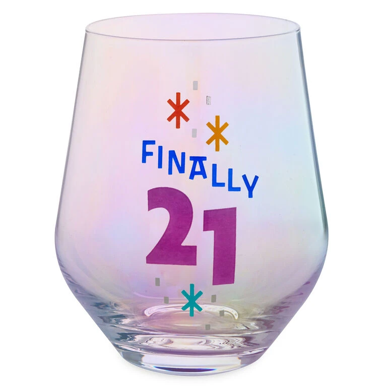 Hallmark Finally 21 Stemless Wine Glass, 16 Oz. 3 Hallmark Finally 21 Stemless Wine Glass, 16 Oz.