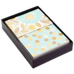Hallmark Flowers And Dots Assorted Blank Note Cards, Box Of 50