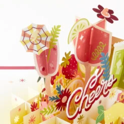 Hallmark Here's To You Cocktail Toast 3D Pop-Up Card -Hallmark Fruit Cocktail Drinks Celebration 3D PopUp Card for Her 1299LAD2897 05