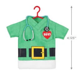 Hallmark The Gift Of Caring 2023 Fabric Ornament -Hallmark Green Scrubs Shirt Keepsake Ornament 1399QGO2897 03