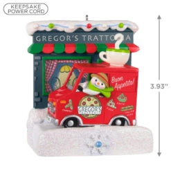 Hallmark Happy Holiday Parade Collection Gregor's Trattoria Musical Ornament With Light -Hallmark Gregors Trattoria and Food Truck Keepsake Ornament 3499QGO2527 03
