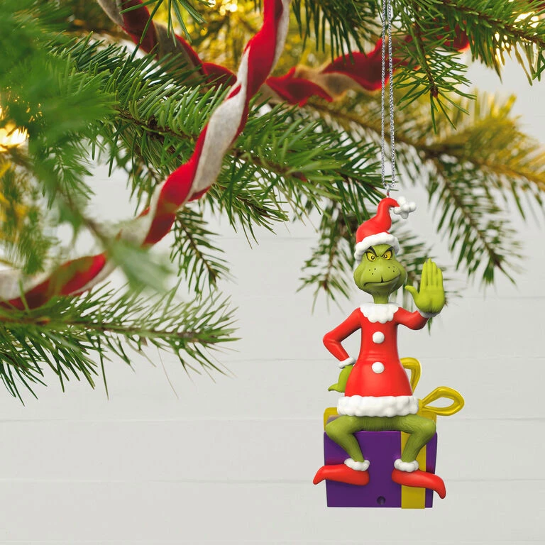 Hallmark Dr. Seuss's How The Grinch Stole Christmas!™ Grinch Peekbuster Ornament With Motion-Activated Sound 4 Hallmark Dr. Seuss's How The Grinch Stole Christmas!™ Grinch Peekbuster Ornament With Motion-Activated Sound - Image 2