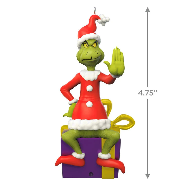 Hallmark Dr. Seuss's How The Grinch Stole Christmas!™ Grinch Peekbuster Ornament With Motion-Activated Sound 5 Hallmark Dr. Seuss's How The Grinch Stole Christmas!™ Grinch Peekbuster Ornament With Motion-Activated Sound - Image 3