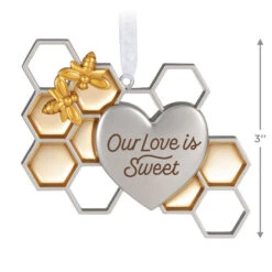 Hallmark Our Love Is Sweet Metal Ornament -Hallmark Honeycomb and Heart Keepsake Ornament 1799QHX3027 03