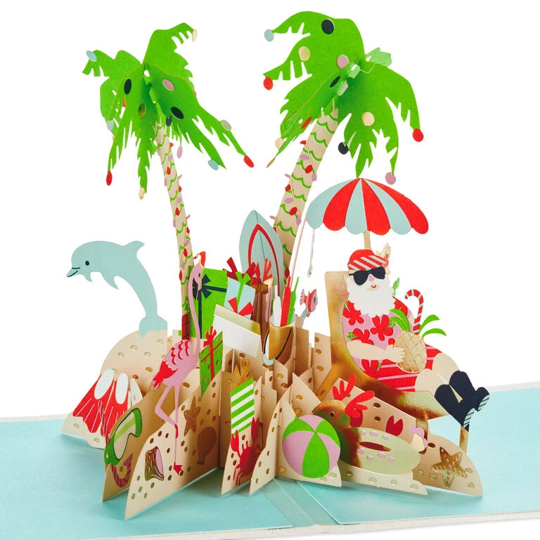 Hallmark Jolly Holidays Beach Santa 3D Pop-Up Christmas Card 3 Hallmark Jolly Holidays Beach Santa 3D Pop-Up Christmas Card
