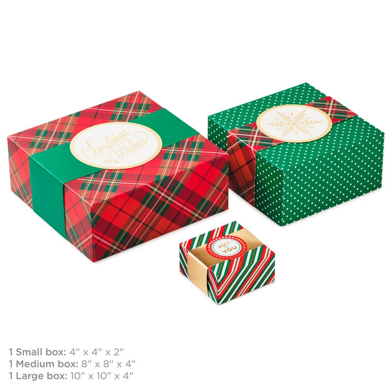 Hallmark Joy To You 3-Pack Christmas Gift Boxes, Assorted Sizes And Designs 6 Hallmark Joy To You 3-Pack Christmas Gift Boxes, Assorted Sizes And Designs - Image 4