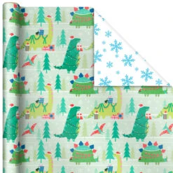 Hallmark Winter Friends 3-Pack Reversible Kids Christmas Wrapping Paper Assortment, 120 Sq. Ft. -Hallmark Kids Reversible Christmas Gift Wrap Assortment 5JXW1073 04