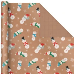 Hallmark Kraft Assorted 4-Pack Christmas Wrapping Paper, 88 Sq. Ft. -Hallmark Kraft Christmas Wrapping Paper for Kids JXW1085 04