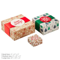 Hallmark Merry And Bright 3-Pack Christmas Gift Boxes, Assorted Sizes And Designs -Hallmark Merry and Bright Assorted Christmas Gift Boxes 5XBC1129 03
