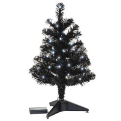 Hallmark Miniature Black Pre-Lit Christmas Tree, 18.75" -Hallmark Miniature Black PreLit Christmas Tree 2499QSB6246 06
