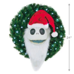 Hallmark Disney Tim Burton's The Nightmare Before Christmas Jack Skellington Wreath With Light, Sound And Motion, 24" -Hallmark Nightmare Before Christmas Jack Skellington Talking Wreath 1QFM3343 03