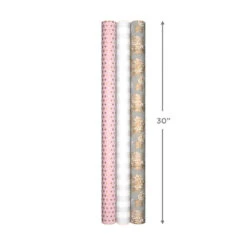 Hallmark Pink And Gray 3-Pack Wrapping Paper, 85 Sq. Ft. Total -Hallmark Pink and Gray 2 Standard 1 Foil 3Pack Gift Wrap 5EWR6421 08