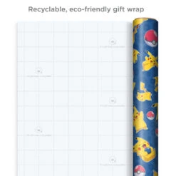 Hallmark Assorted Pokémon Wrapping Paper 3-Pack, 60 Sq. Ft. -Hallmark Pokmon Wrapping Paper for Kids Birthdays 5EWR2645 08