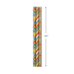 Hallmark Primary Birthday 3-Pack Kraft Wrapping Paper, 105 Sq. Ft. Total -Hallmark Primary Birthday 3Pack Kraft Wrapping Paper 5EWR6409 03