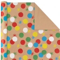 Hallmark Primary Birthday 3-Pack Kraft Wrapping Paper, 105 Sq. Ft. Total -Hallmark Primary Birthday 3Pack Kraft Wrapping Paper 5EWR6409 04