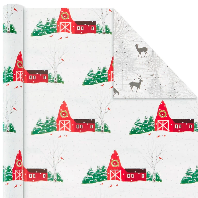 Hallmark Rustic Winter 3-Pack Reversible Metallic Christmas Wrapping Paper, 120 Sq. Ft. 8 Hallmark Rustic Winter 3-Pack Reversible Metallic Christmas Wrapping Paper, 120 Sq. Ft. - Image 6
