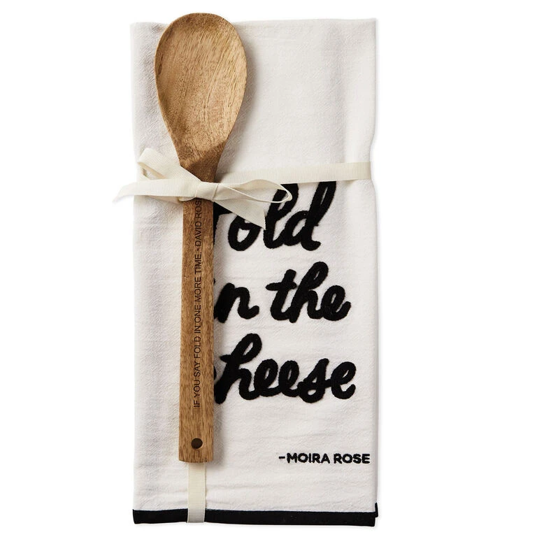 Hallmark Schitt's Creek® Fold In The Cheese Tea Towel And Wooden Spoon, Set Of 2 3 Hallmark Schitt's Creek® Fold In The Cheese Tea Towel And Wooden Spoon, Set Of 2
