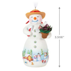Hallmark Snowtop Lodge Terran S. Gardner Porcelain Ornament -Hallmark Snowman with Flower Pot Keepsake Ornament 2299QXR8119 03