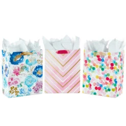 Hallmark 13" Watercolor 3-Pack Assorted Gift Bags With Tissue