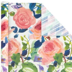 Hallmark Watercolor Tones 3-Pack Reversible Wrapping Paper, 75 Sq. Ft. Total -Hallmark Watercolor Tones 3Pack Reversible Wrapping Paper 5EWR6405 04