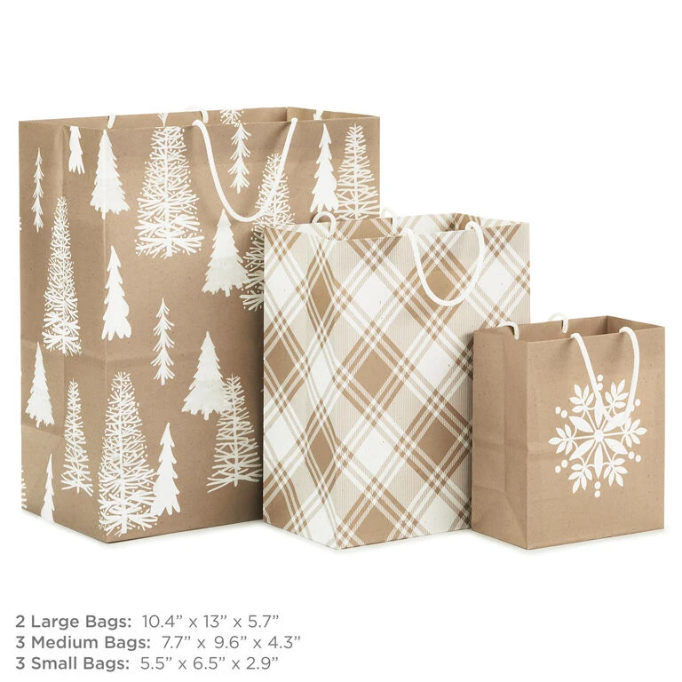 Hallmark Christmas Kraft 8-Pack Holiday Gift Bags, Assorted Sizes And Designs 5 Hallmark Christmas Kraft 8-Pack Holiday Gift Bags, Assorted Sizes And Designs - Image 3
